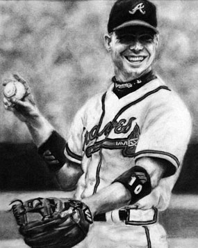 Chipper Jones in charcoal, by Lauren Creedon