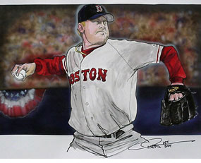 Dave Olsen, Curt Schilling of the Boston Red Sox