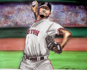 Dave Olsen, Josh Beckett of the Boston Red Sox