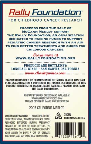 Brian McCann, McCann Merlot wine label back Brian McCann, McCann Merlot wine label back