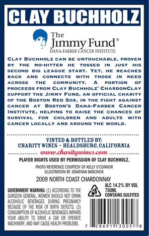 Clay Buchholz, ChardonClay wine label back Clay Buchholz, ChardonClay wine label back