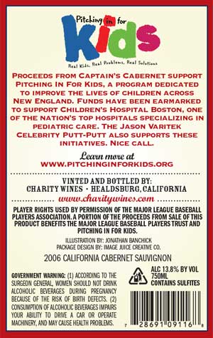 Jason Varitek, Captain’s Cabernet wine label back Jason Varitek, Captain's Cabernet wine label back