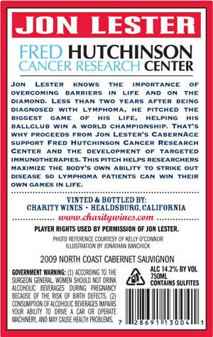Jon Lester, CabernAce wine label back Jon Lester, CabernAce wine label back