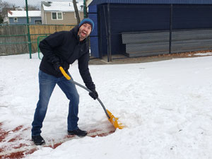 Jono Gallagher Prepares the Winterball Infield