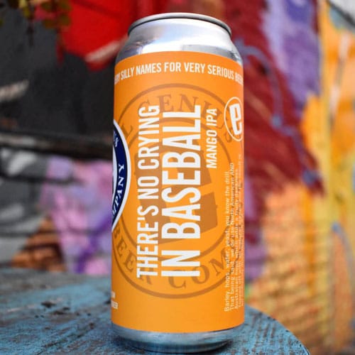 Evil Genius Beer - There's No Crying In Baseball Mango IPA can