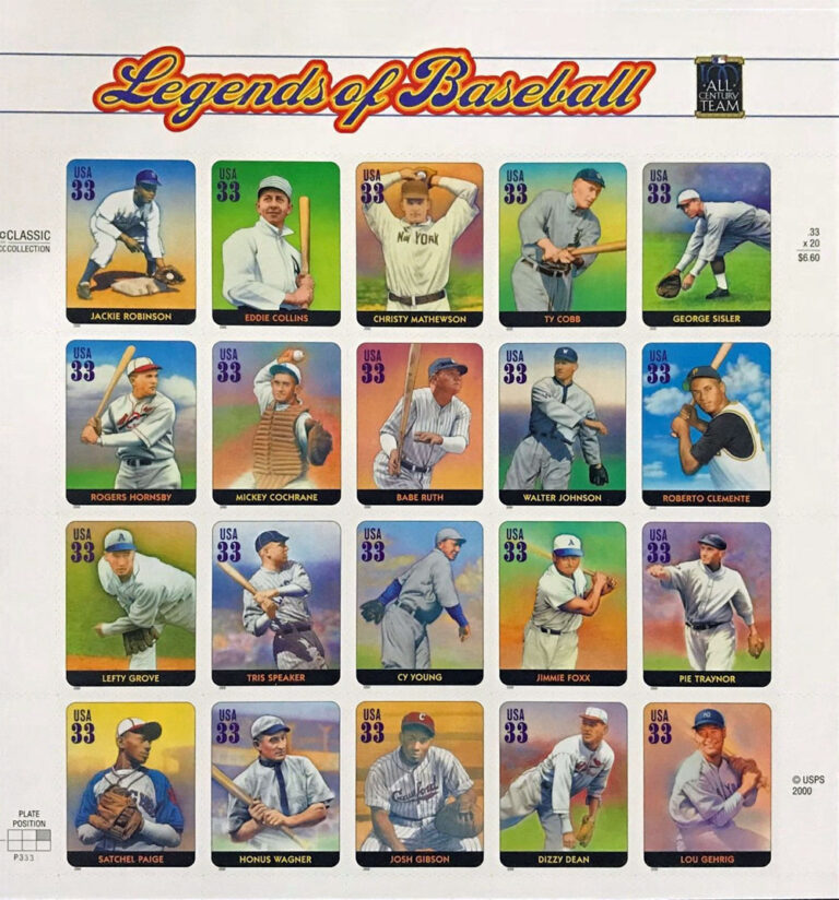 2000 Legends of Baseball U.S. Postage Stamps Baseball Life