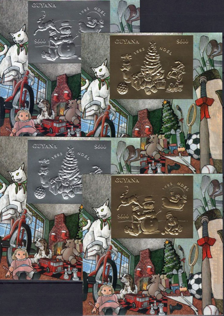 1993 Guyana – Christmas Scenes with Baseball Bat and Ball