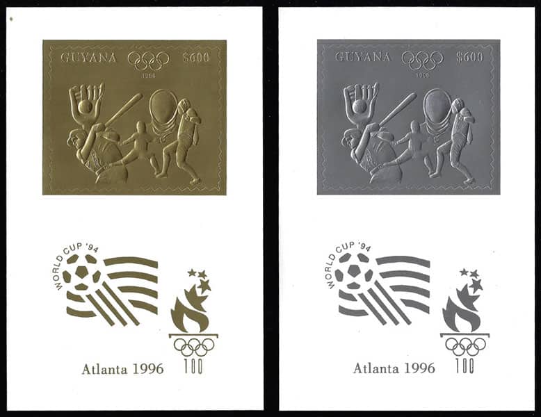 1993 Guyana – Olympics in Atlanta featuring Baseball, gold and silver
